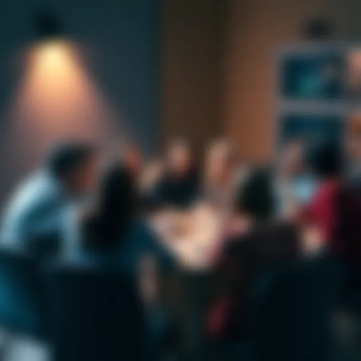 A group of people discussing ranking systems at a round table, showing expressions of curiosity and concern.