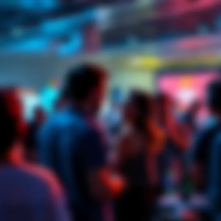 A group of people engaged in discussion at a community event focused on Just Den Pathings, showcasing diverse opinions and excitement for the future.
