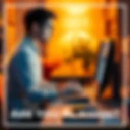 Community member reaching out A person sits at a computer, typing a message to check in on others in an online forum. A warm light fills the room, creating a welcoming atmosphere.