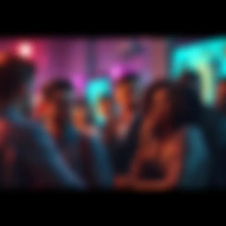 A group of people discussing the Kill Sandro event, showing mixed emotions and reactions, embodying a sense of community debate