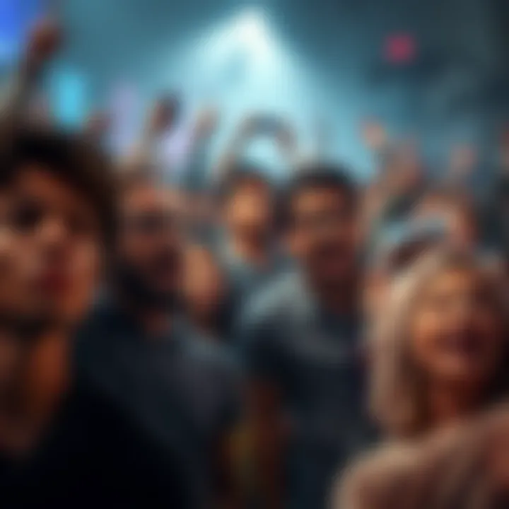 A crowd of people expressing shock and emotion after a significant incident, demonstrating various reactions such as sadness and confusion.