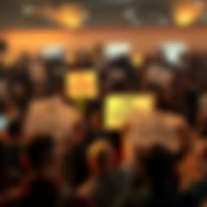 A group of people gathering to support a cause for Gyro, holding signs and showing solidarity.