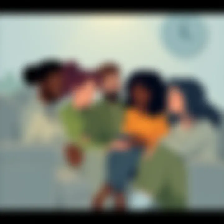 A group of diverse people sitting together, sharing their feelings and supporting each other in a cozy setting, illustrating the power of community in overcoming emotional struggles.