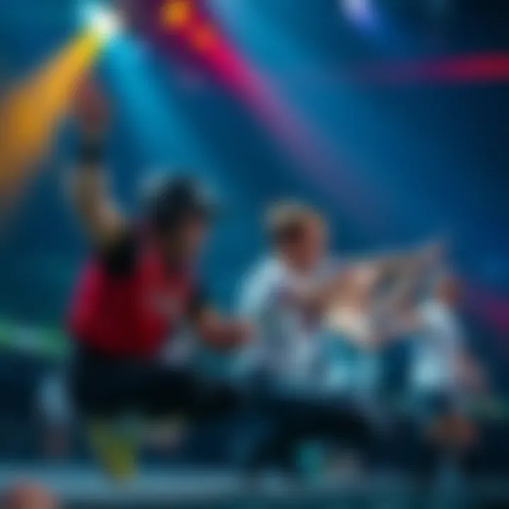 Top athletes and entertainers competing on stage, showcasing their skills and strategies in various competitions