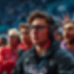 A competitor looking shocked after losing a challenge, surrounded by other participants who show mixed reactions.