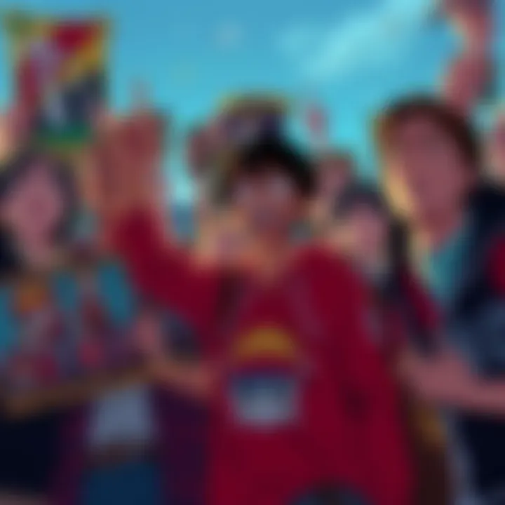 A group of fans expressing worry about One Piece not being included in the upcoming anime lineup, showing posters and merchandise, looking anxious and hopeful.