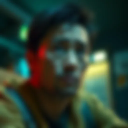 A person looking worried while assessing a situation, with visible signs of stress.
