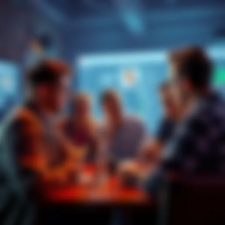 A group of people engaging in a serious discussion about the state of online forums, expressing worries about echo chambers and critical thinking.