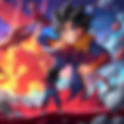 Confident anime hero misjudging opponent An overconfident anime protagonist stands in a fighting stance, looking smug as they face a much smaller and weaker foe. The background shows vibrant battle scenery, emphasizing the contrast between t...