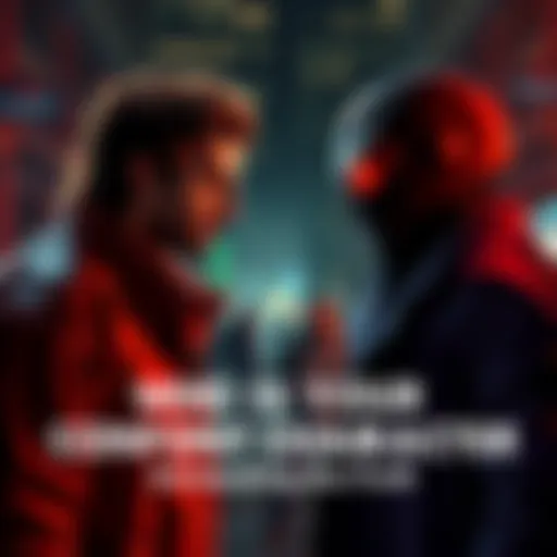 A confront character engaging with the protagonist in a dramatic scene