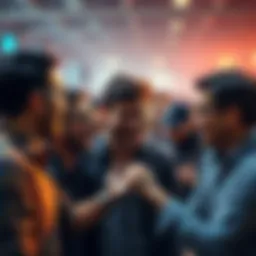 A group of people arguing passionately in a public space, showcasing strong emotions and divided opinions.