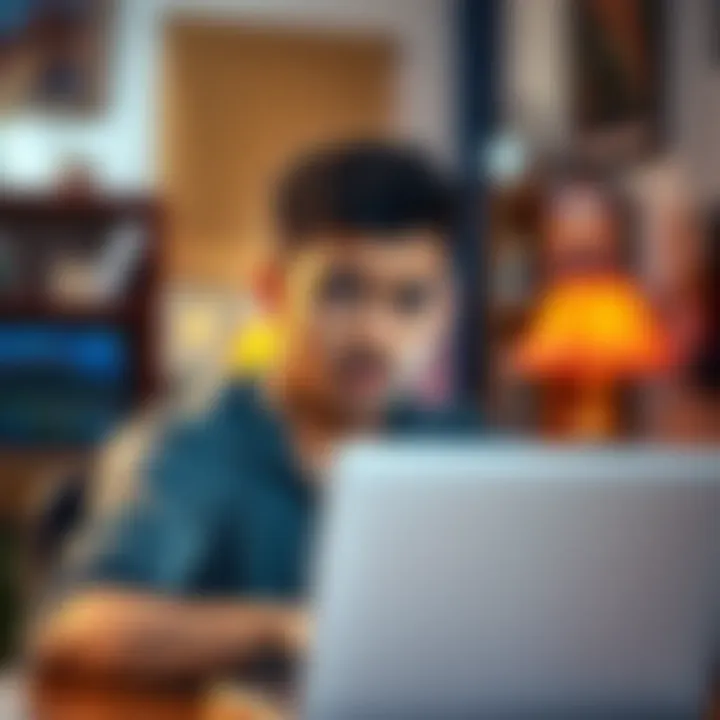 Confused Person in Front of Computer A person looking puzzled while browsing on a laptop, showing confusion about their online community.