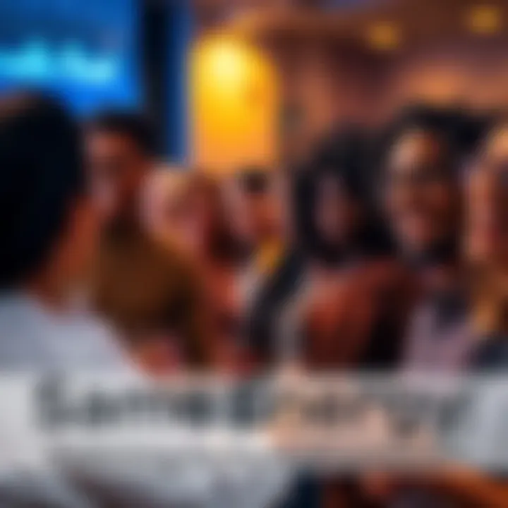 A group of diverse individuals sharing smiles and energy while engaging in conversation, highlighting a strong connection among them.