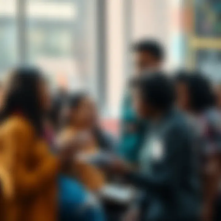 Diverse group of people sharing stories and experiences, symbolizing unity through shared identities.