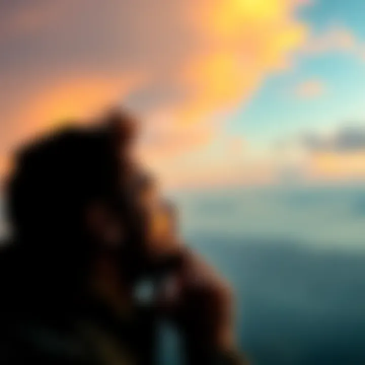 A thoughtful person gazing into the distance, reflecting on existence