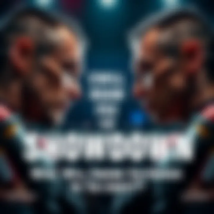 Two competitors facing off, preparing for an intense battle, showcasing determination and focus.
