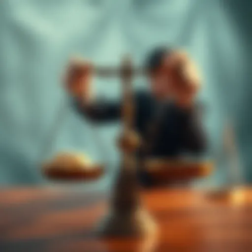 A person weighing scales with quantity on one side and quality on the other side, symbolizing the balance in content creation.