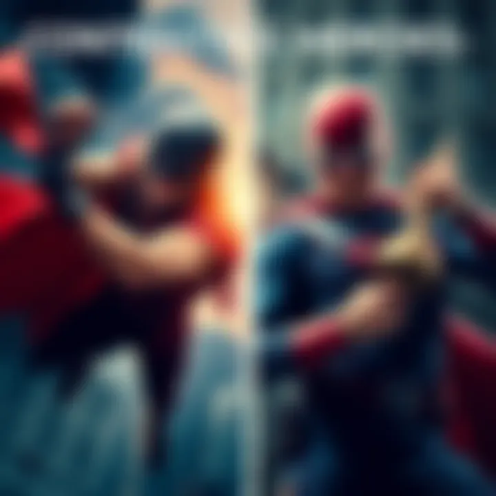 A split image showing a real hero in action, helping others, alongside a fake hero posing for attention. The real hero is shown rescuing someone, while the fake hero shows off a trophy or award. 