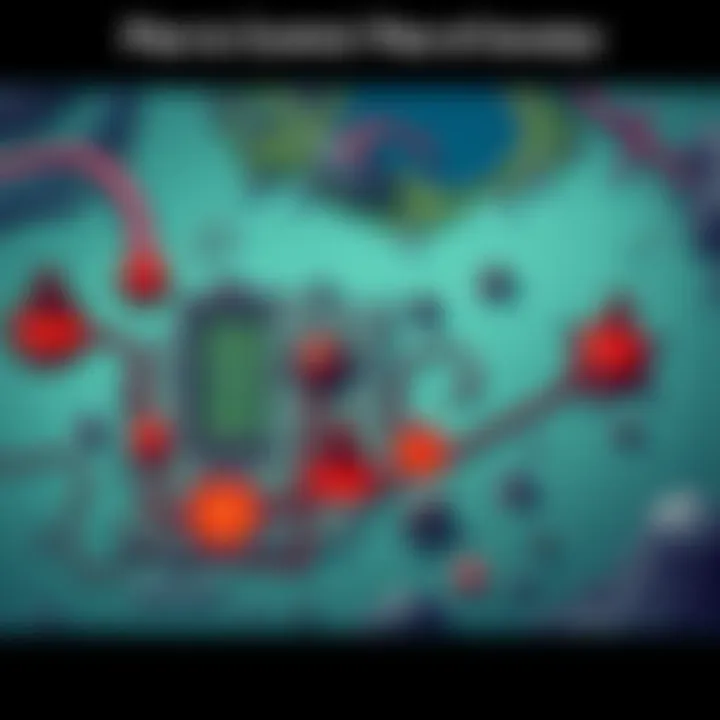 A strategic map showing the first steps in controlling Gensokyo, featuring key locations and pathways marked for analysis.