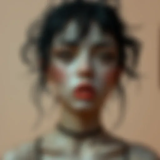 A provocative art piece showing Lain with exaggerated features, sparking debate on body image and artistic expression.