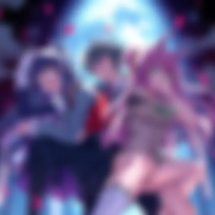 Illustration showing characters from Yosuga no Sora and Kiss x Sis in a dramatic pose, highlighting themes of incest and complex relationships.