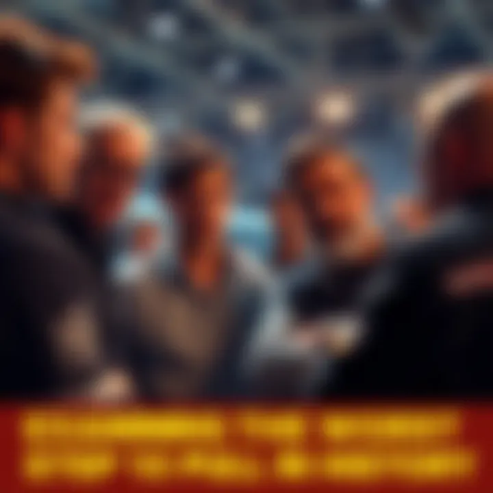 A group of people discussing a poorly executed maneuver at an event, looking confused and critical.