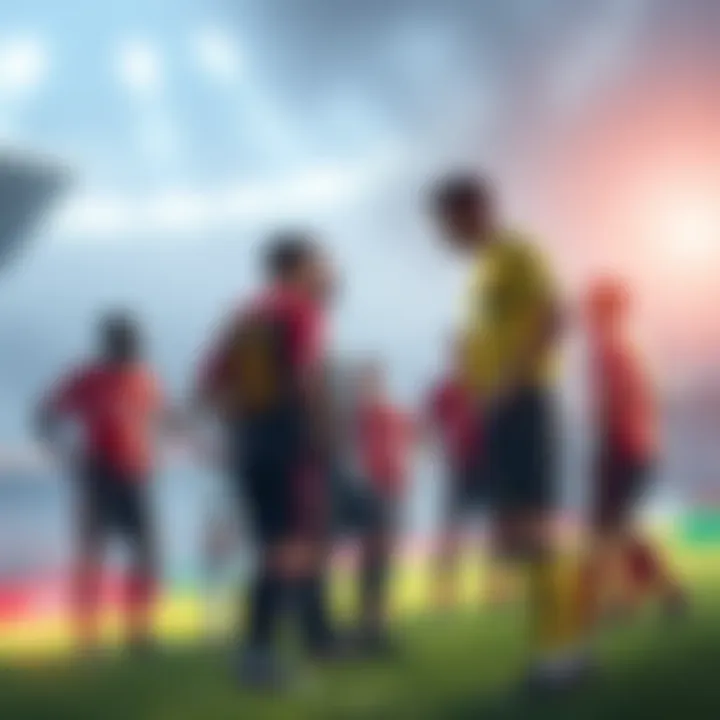 Players arguing over a foul call during the U20 World Cup match, with a focus on the referee and heated discussions among players.