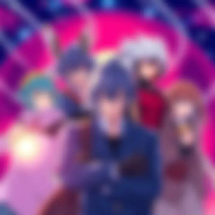 Cool Anime Side Characters A collection of unique anime side characters showcasing their distinct styles and traits, set against a vibrant backdrop.