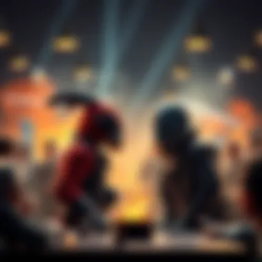 Coqui confronts Grimmi during a heated debate, with people discussing around them.