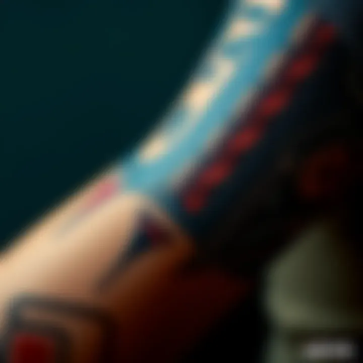 A close-up view of a person's arm showcasing a detailed core drill tattoo, highlighting its intricate design and placement, capturing the essence of self-expression through body art.