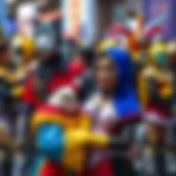 Attendees dressed in colorful and intricate cosplay costumes showcasing popular characters at AniNYC’25.