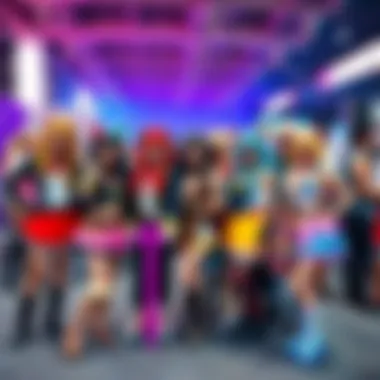 Cosplay Celebration A group of cosplayers showcasing colorful and creative costumes at a convention, posing together with smiles.