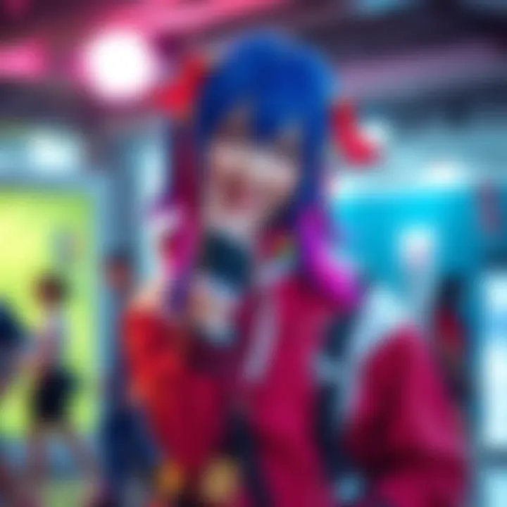 Individual dressed as their favorite character with vibrant colors and themed accessories, smiling and posing confidently
