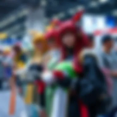 A group of people dressed as popular anime characters, showcasing vibrant costumes and enjoying a convention, reflecting anime's influence on culture and fashion.