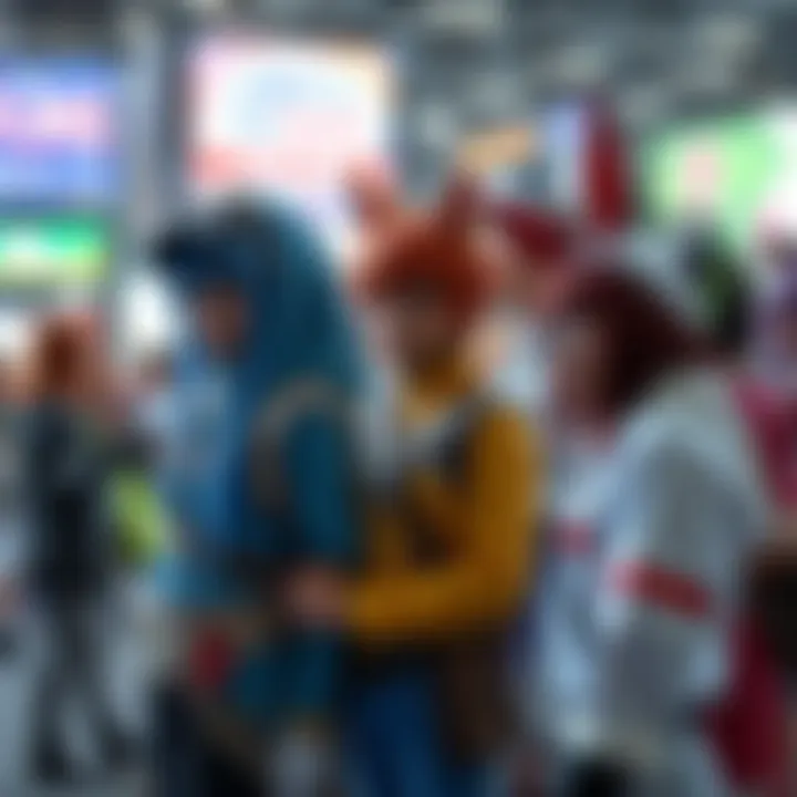A vibrant cosplay event with fans dressed as popular anime characters, showcasing creativity and community spirit