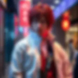 Person dressed as Ryo, showcasing creative costume and accessories