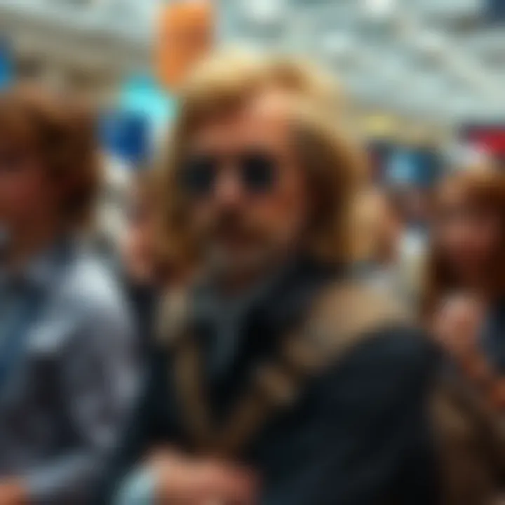 A person dressed as Schrodinger at a convention, wearing a distinctive armband and displaying mixed reactions from the crowd.