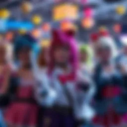 A group of cosplayers dressed as popular characters celebrating Lucy Day with smiles and creativity.