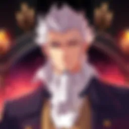 An illustration of Count Saint-Germain, a stylish character with a charming presence, dressed in elegant attire, showcasing deep charisma in the anime style.