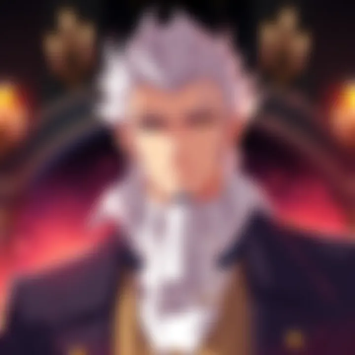 An illustration of Count Saint-Germain, a stylish character with a charming presence, dressed in elegant attire, showcasing deep charisma in the anime style.