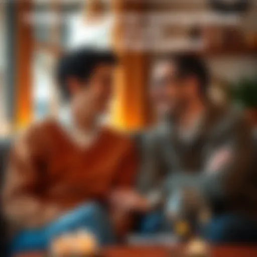 A couple laughing and talking in a cozy setting, illustrating intimacy and communication in relationships
