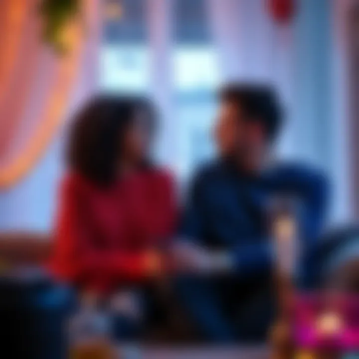 Couple discussing relationship preferences A couple sitting together, talking openly about their relationship preferences and kinks, surrounded by a cozy environment.