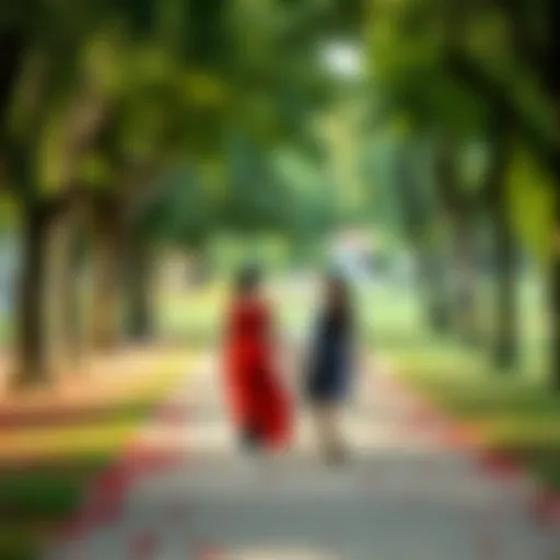A couple enjoying a walk in a park, symbolizing love and connection in 2025