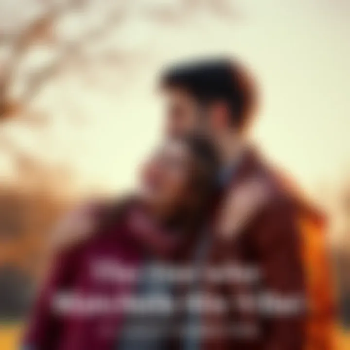 A woman and a man share a joyful moment outdoors, connecting deeply with smiles and laughter, showing their unique bond.