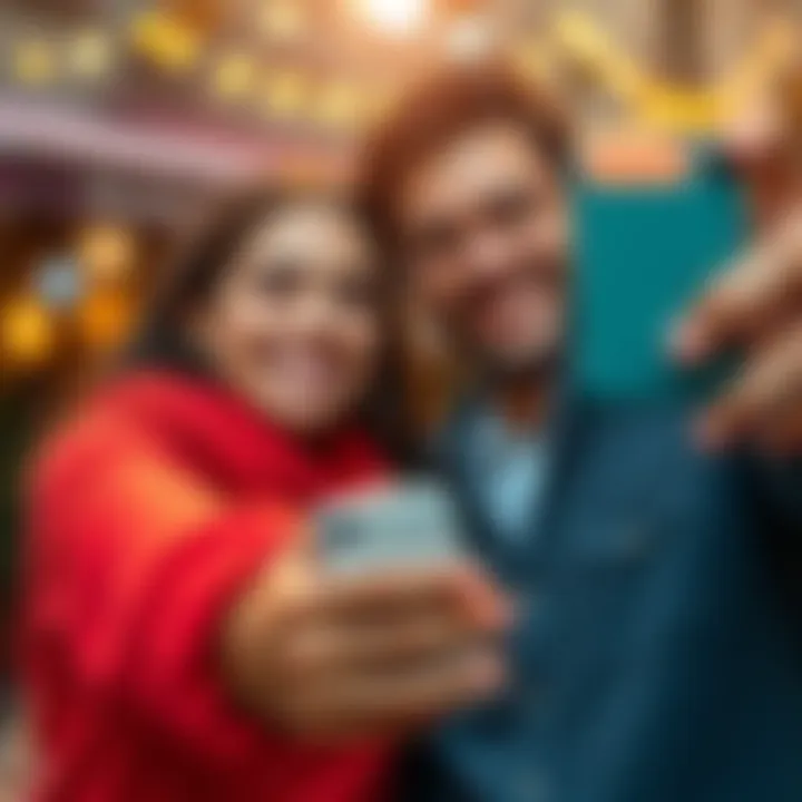 A happy couple takes a selfie together, smiling and showing affection, representing the 'Best Couple' trend online.