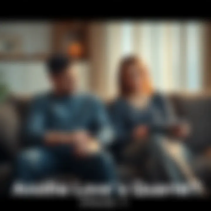 A couple sitting on a couch, looking upset with each other, reflecting their emotional struggle during a tense moment in their relationship.