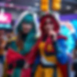 Couple dressed as popular characters in vibrant costumes, showcasing their creativity and teamwork in cosplay.