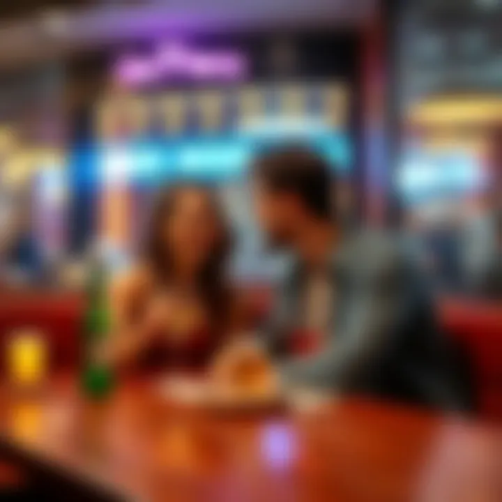 A couple sitting at a cozy restaurant table, laughing and enjoying their drinks while sharing stories on their first date.