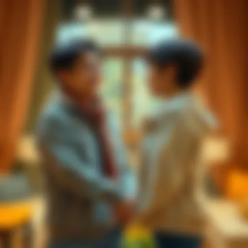 A couple smiling at each other while holding hands in a cozy setting, showing love and assurance