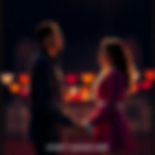 A couple standing together, holding hands, looking into each other's eyes, showing support and loyalty.